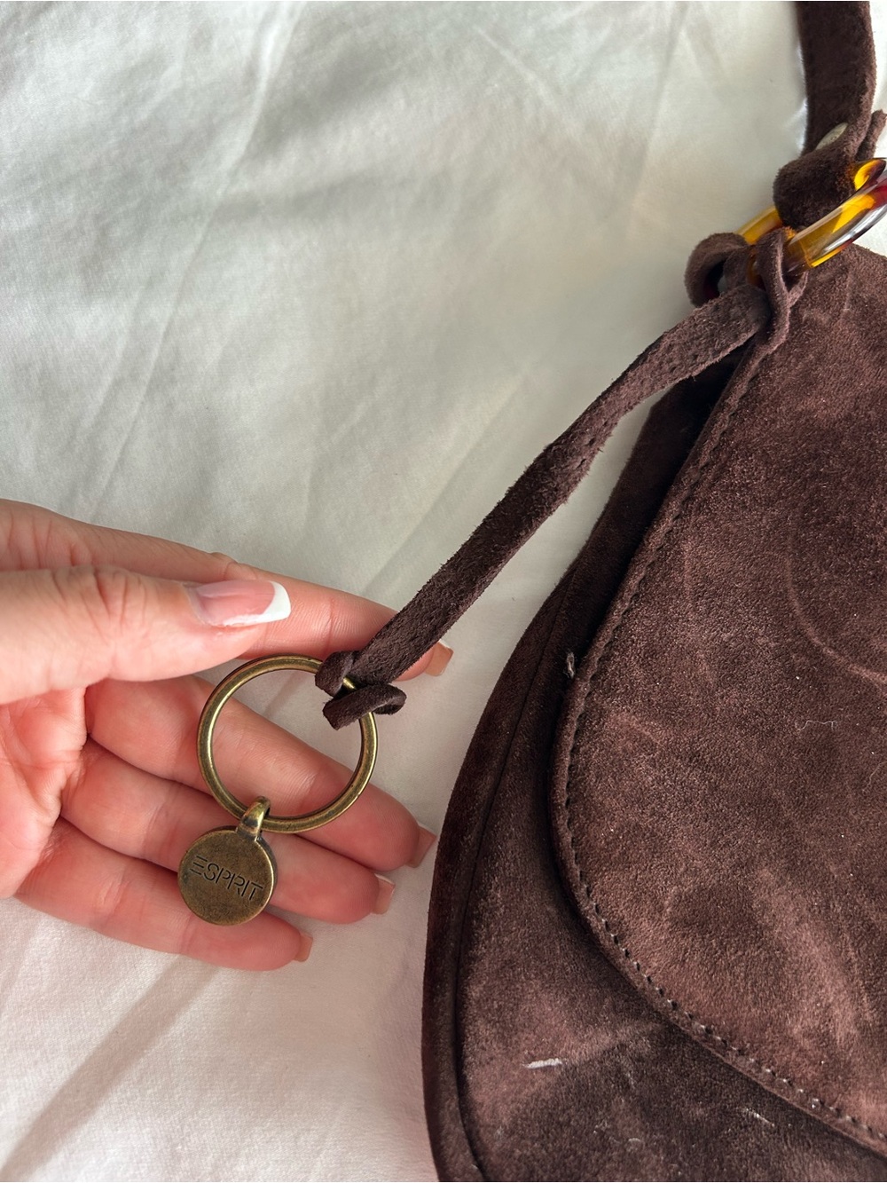Esprit Vintage Brown Suede Crossbody Bag - Picture 5 of 13